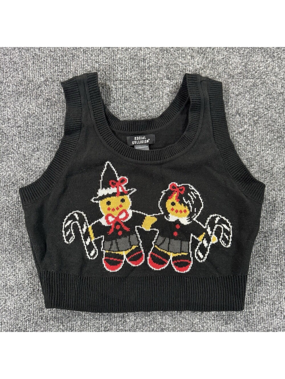 Social Collision Goth Gingerbread Girls Knit Crop Tank Top